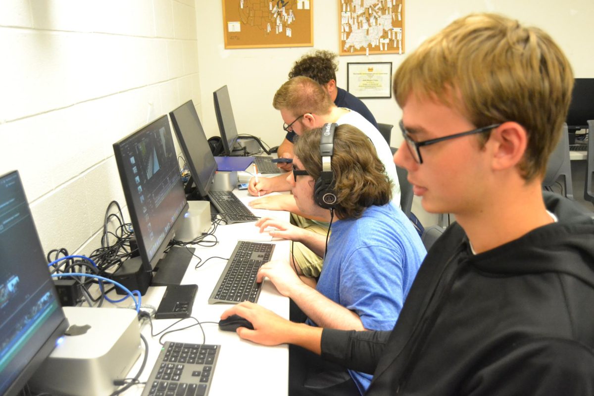 These are the radio tv 2 students hard at work on their media projects that will appear on Moore News. Senior Austin Marine in the foreground is no stranger to anything media. Marine said, "This ain't my first rodeo, but it is a rodeo indeed."