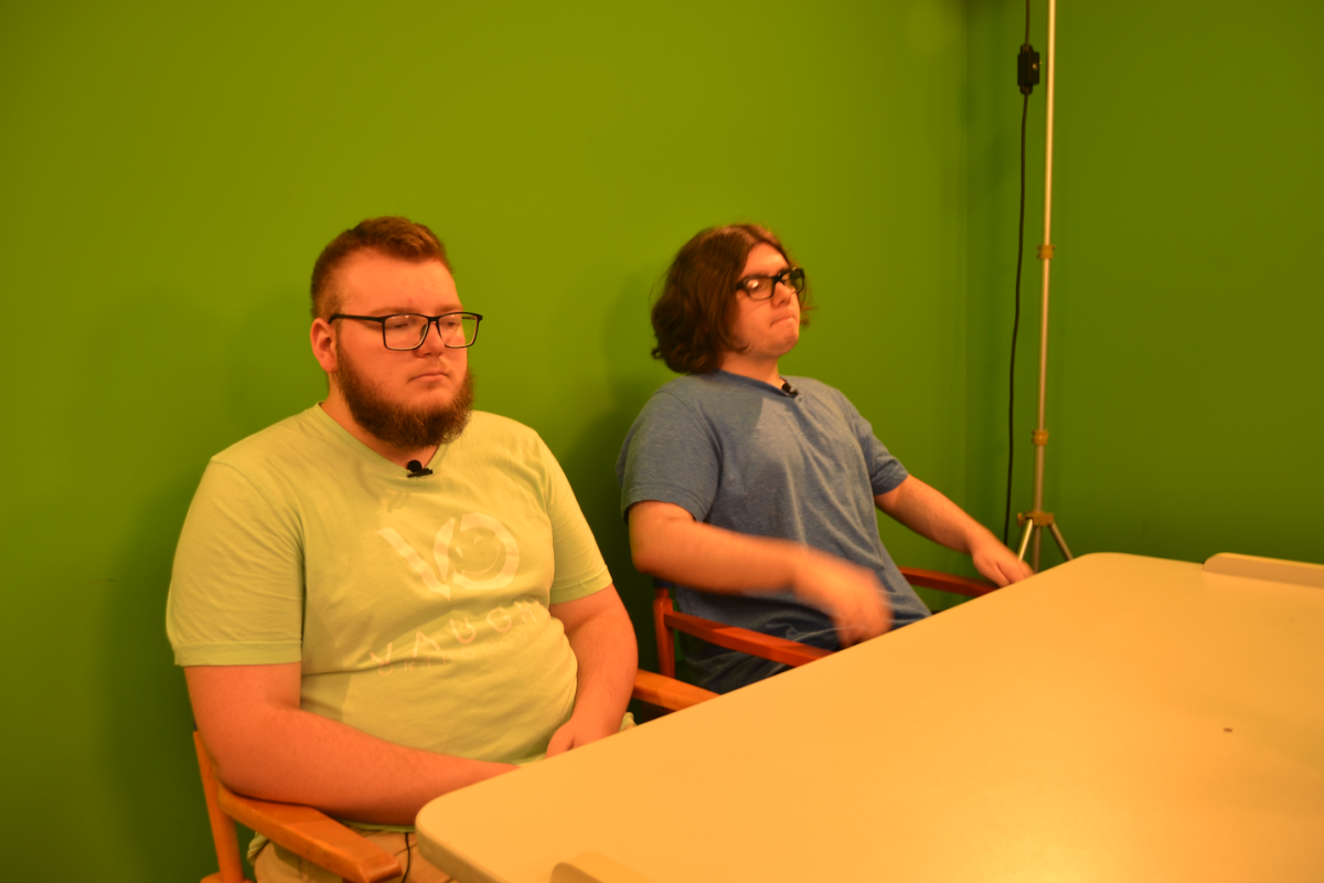 Host Gavin Greider and Co-host Joe Hasty getting warmed up for Moore News. These 2 have years of experience as anchors on Moore News. "I always have fun on Moore news," Greider said, "Nearly every day the entire crew is having fun right until the literal last second before we go live."