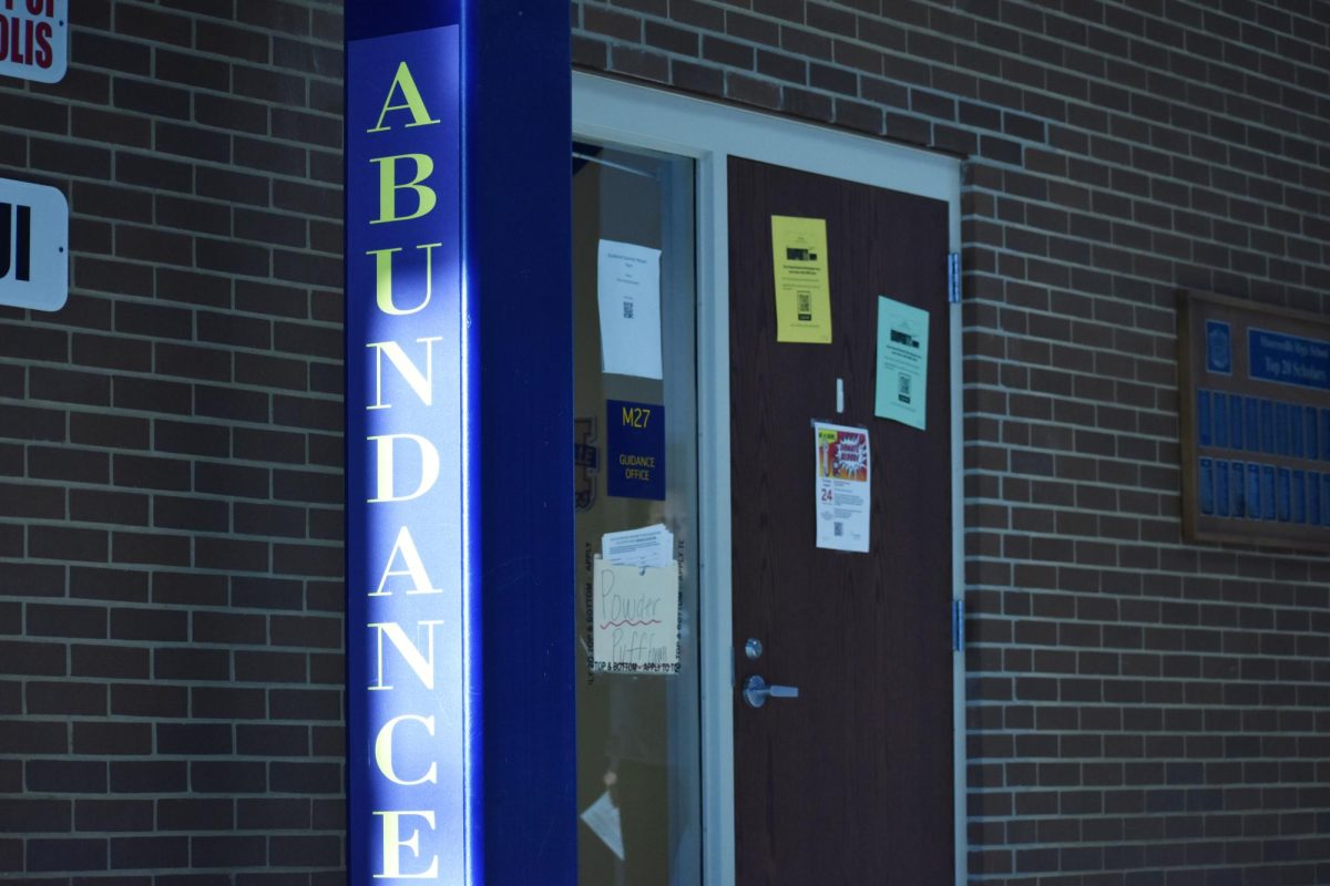 The entrance to the guidance office located near the entrance of Mooresville High School. The guidance office handles various things regarding students such as scheduling, enrolling, and future career paths.