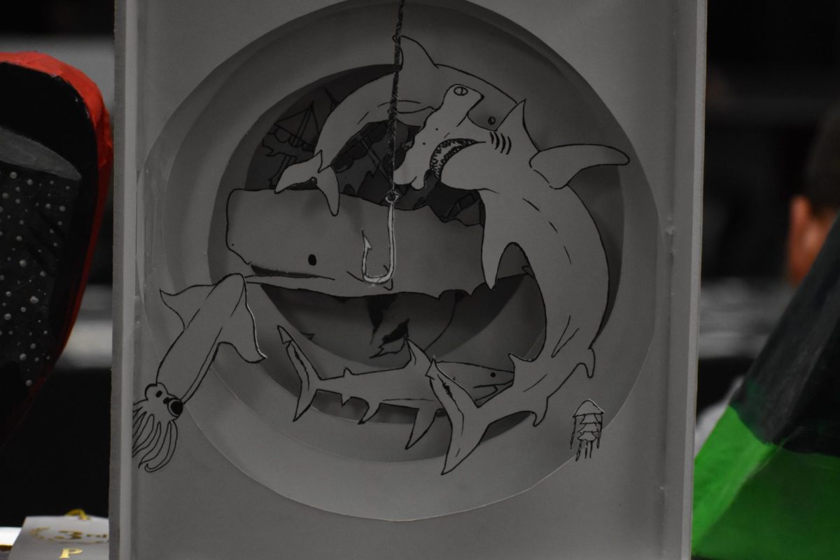 A piece of artwork put on display at the art show. The artist is extremely talented and portrays a vast amount of patience while crafting their work. 